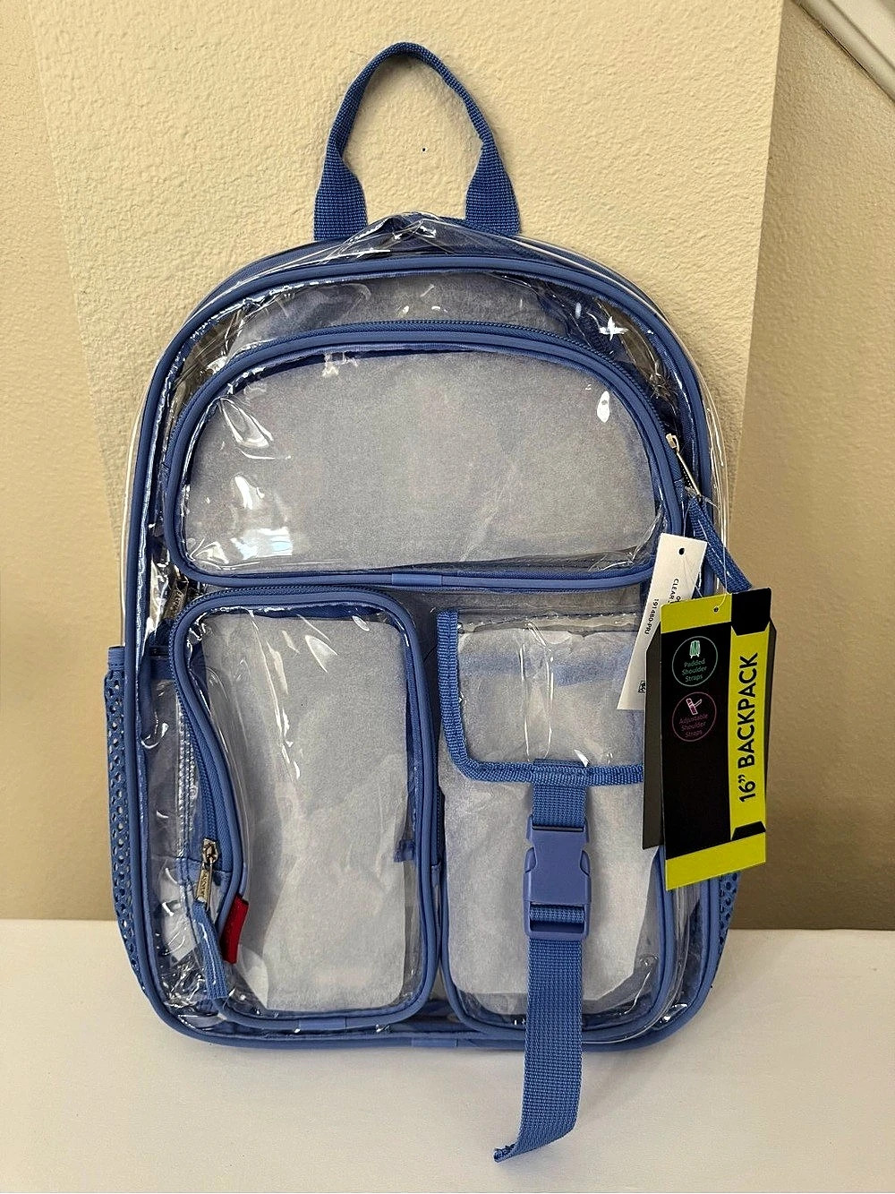 Eastsport 16” Clear Cargo Backpack Blue NWT Multiple Pockets